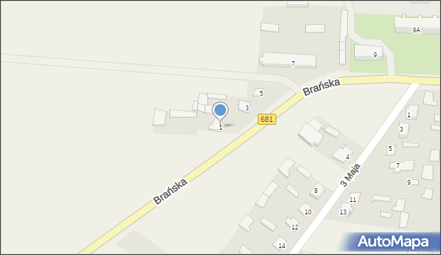 Rudka, Brańska, 1, mapa Rudka