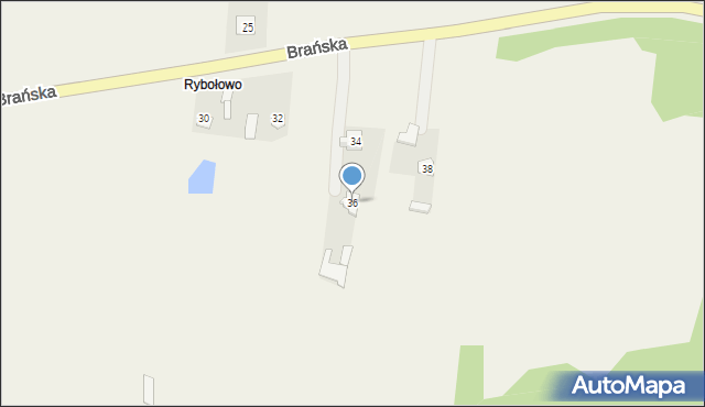 Rudka, Brańska, 36, mapa Rudka