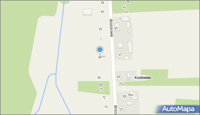 Rudnik Wielki, Brzozowa, 64, mapa Rudnik Wielki