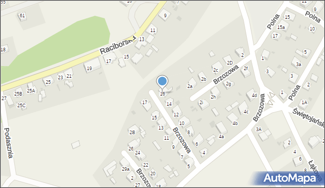 Rudy, Brzozowa, 16, mapa Rudy