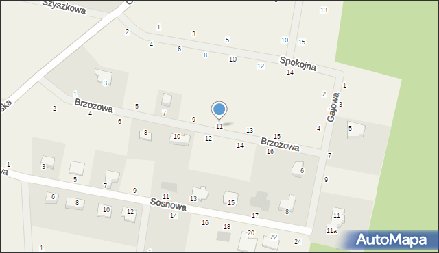 Rurzyca, Brzozowa, 11, mapa Rurzyca