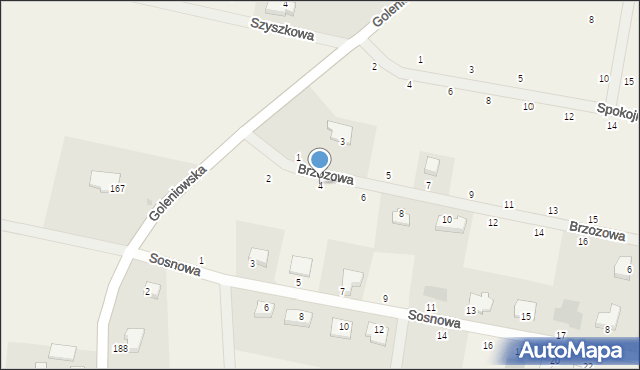 Rurzyca, Brzozowa, 4, mapa Rurzyca