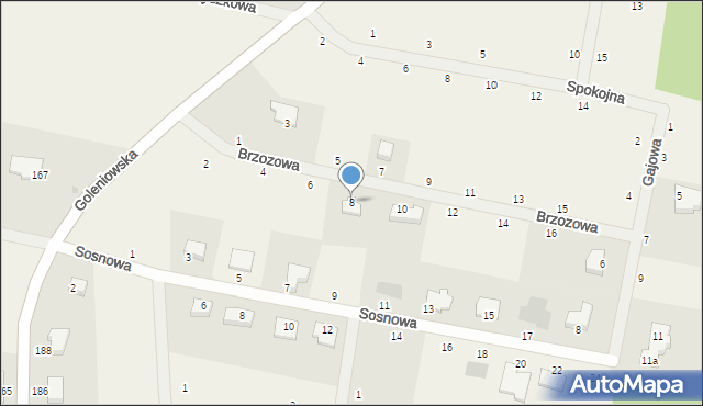 Rurzyca, Brzozowa, 8, mapa Rurzyca