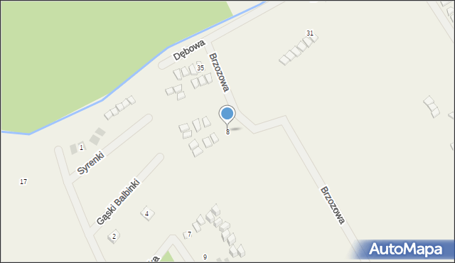 Rusinowo, Brzozowa, 8, mapa Rusinowo