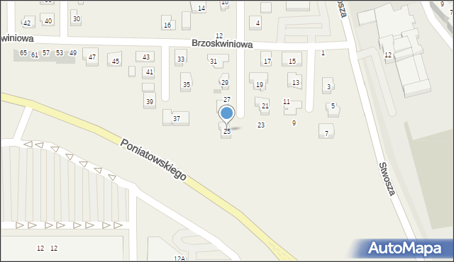Ruszowice, Brzoskwiniowa, 25, mapa Ruszowice