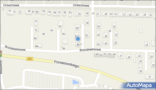 Ruszowice, Brzoskwiniowa, 54, mapa Ruszowice