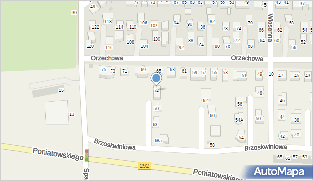 Ruszowice, Brzoskwiniowa, 72, mapa Ruszowice