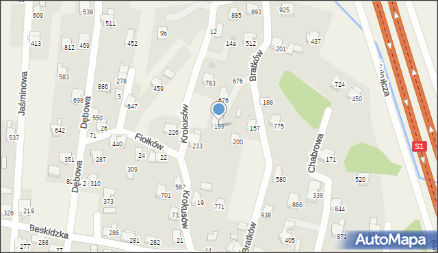 Rybarzowice, Bratków, 199, mapa Rybarzowice