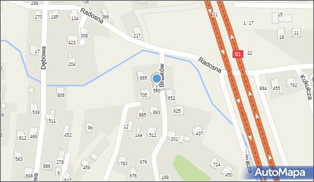 Rybarzowice, Bratków, 560, mapa Rybarzowice