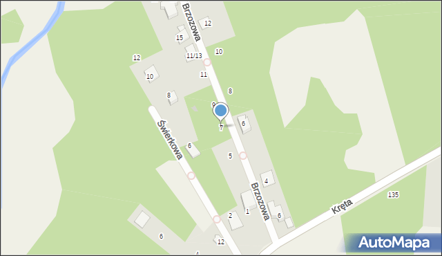 Rybna, Brzozowa, 7, mapa Rybna