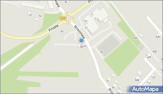 Rybnik, Brzezińska, 64, mapa Rybnika