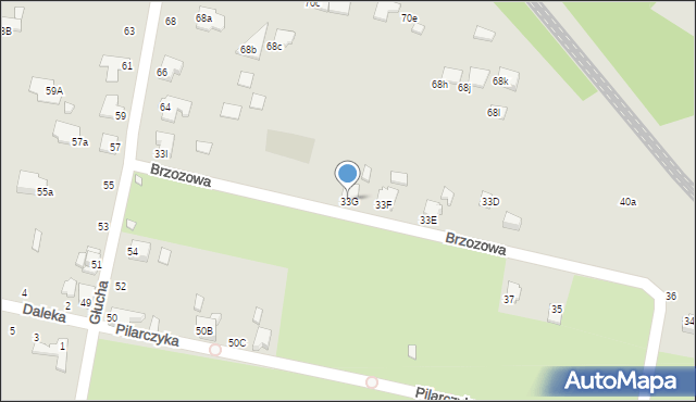 Rybnik, Brzozowa, 33G, mapa Rybnika