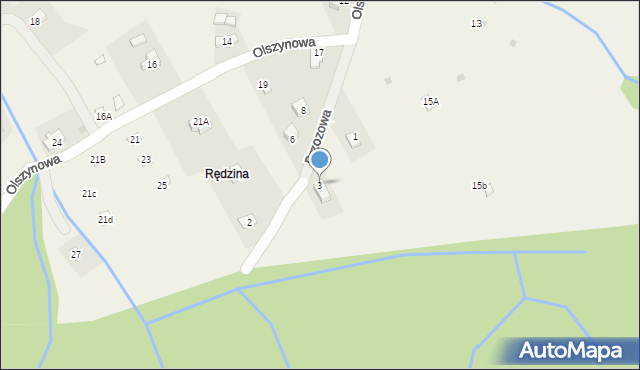 Rychwałd, Brzozowa, 3, mapa Rychwałd