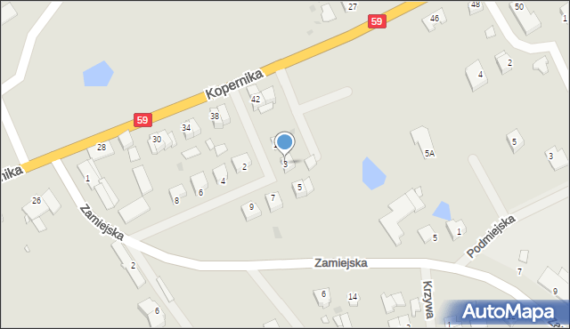 Ryn, Brzozowa, 3, mapa Ryn