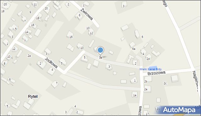 Rytel, Brzozowa, 3a, mapa Rytel