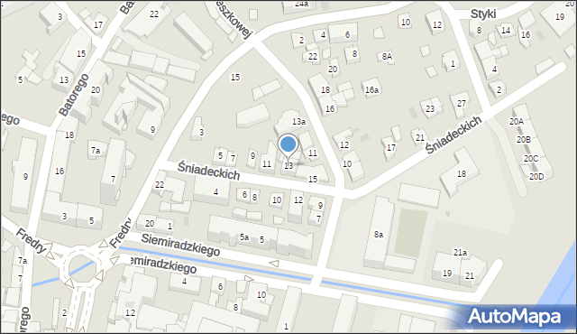 Rzeszów, Braci Śniadeckich Jana i Jędrzeja, 13, mapa Rzeszów