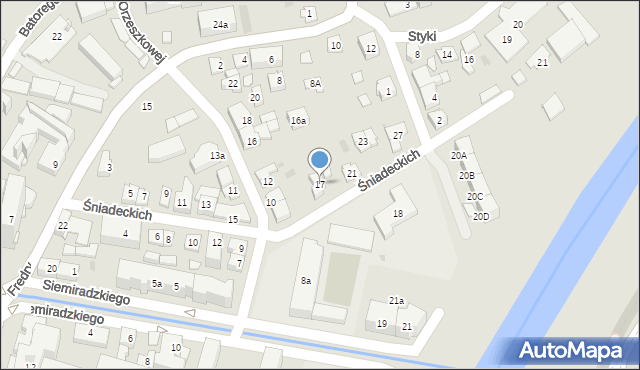 Rzeszów, Braci Śniadeckich Jana i Jędrzeja, 17, mapa Rzeszów