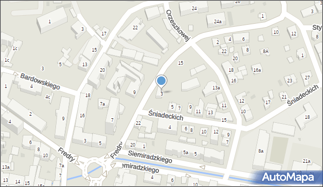 Rzeszów, Braci Śniadeckich Jana i Jędrzeja, 3, mapa Rzeszów