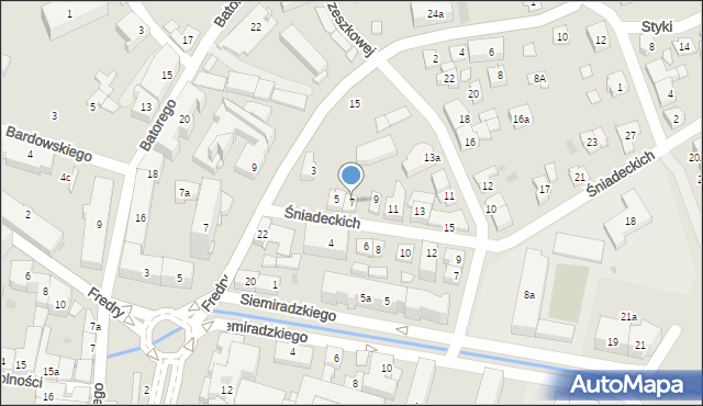 Rzeszów, Braci Śniadeckich Jana i Jędrzeja, 7, mapa Rzeszów