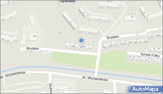 Rzeszów, Brydaka Edwarda, kpt., 1/3, mapa Rzeszów
