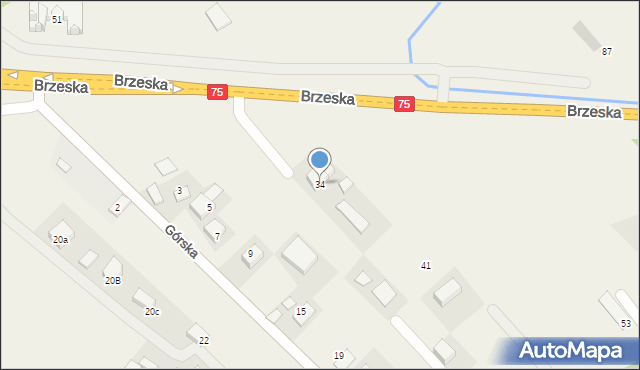 Rzezawa, Brzeska, 34, mapa Rzezawa