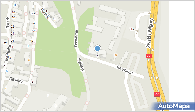 Sandomierz, Browarna, 5, mapa Sandomierza