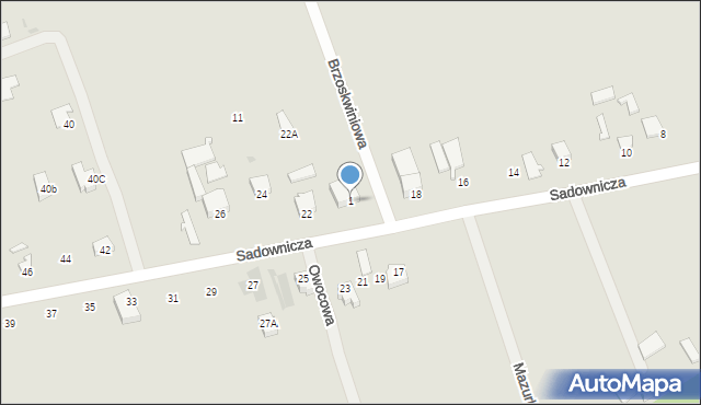 Sandomierz, Brzoskwiniowa, 1, mapa Sandomierza