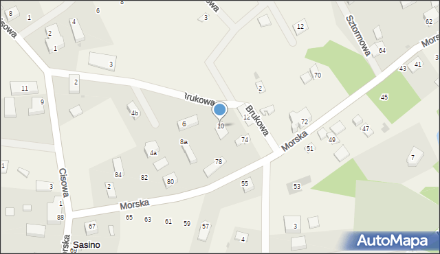 Sasino, Brukowa, 10, mapa Sasino