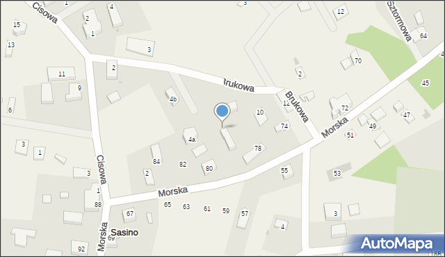 Sasino, Brukowa, 8a, mapa Sasino
