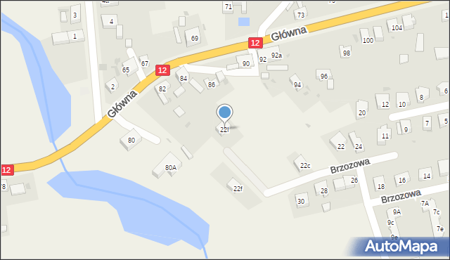 Serby, Brzozowa, 22l, mapa Serby