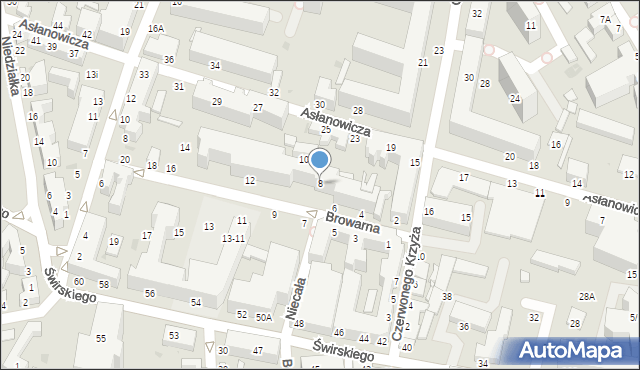 Siedlce, Browarna, 8, mapa Siedlce