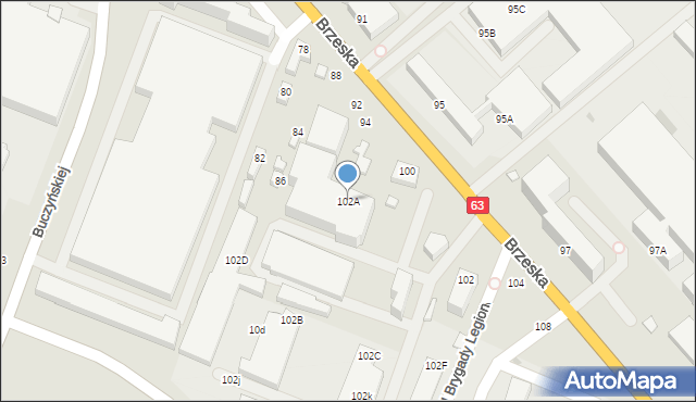 Siedlce, Brzeska, 102A, mapa Siedlce