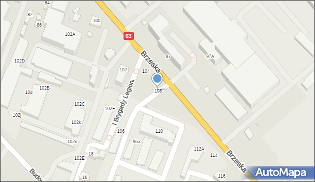 Siedlce, Brzeska, 108, mapa Siedlce