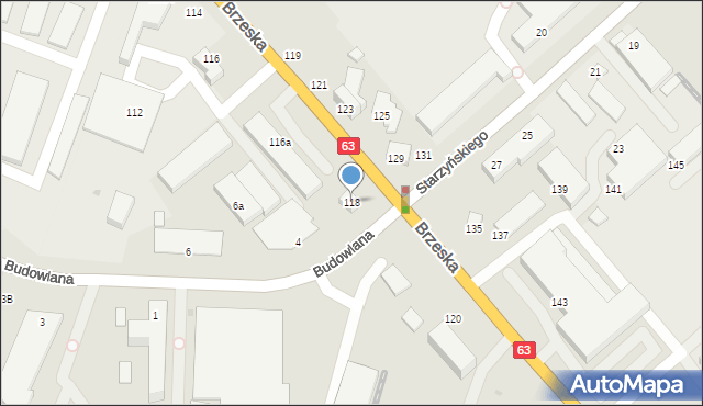 Siedlce, Brzeska, 118, mapa Siedlce