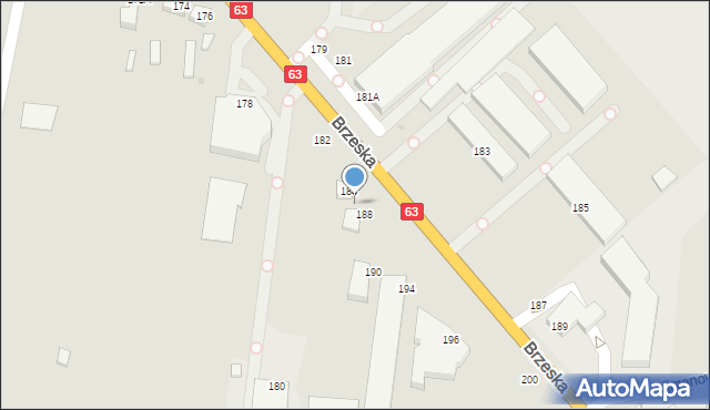 Siedlce, Brzeska, 186, mapa Siedlce