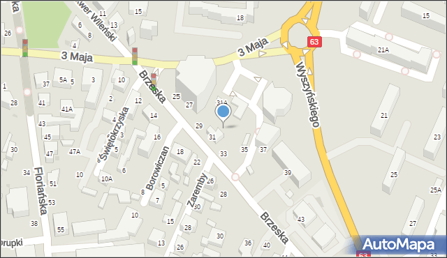 Siedlce, Brzeska, 31B, mapa Siedlce