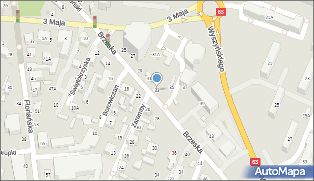 Siedlce, Brzeska, 33, mapa Siedlce