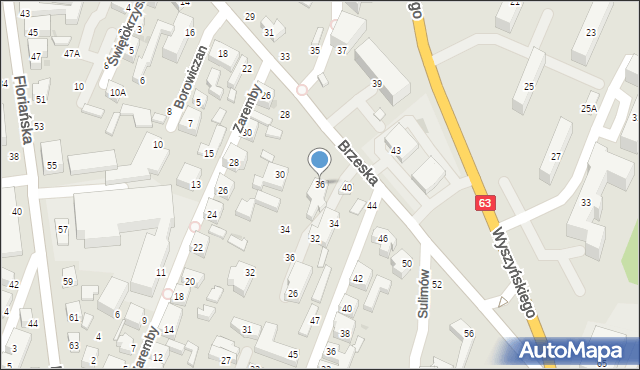 Siedlce, Brzeska, 36, mapa Siedlce