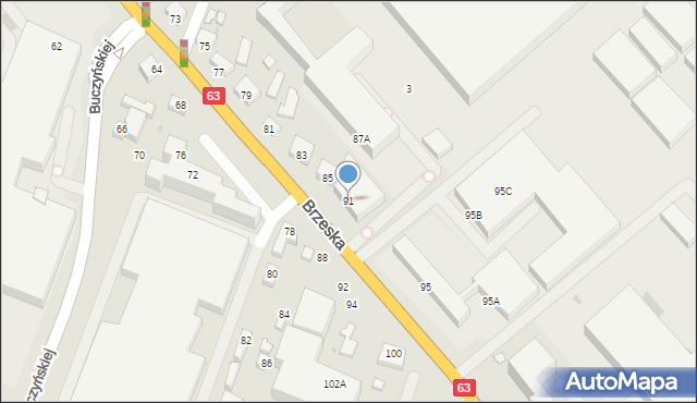 Siedlce, Brzeska, 91, mapa Siedlce