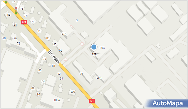 Siedlce, Brzeska, 95B, mapa Siedlce