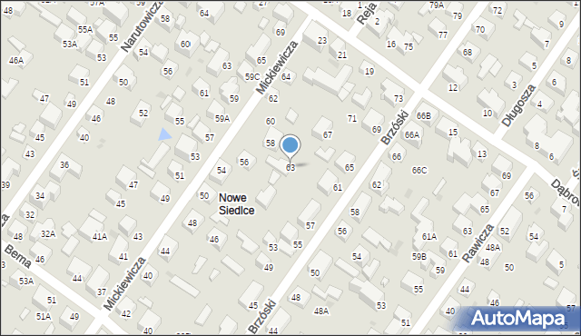 Siedlce, Brzóski Stanisława, ks., 63, mapa Siedlce