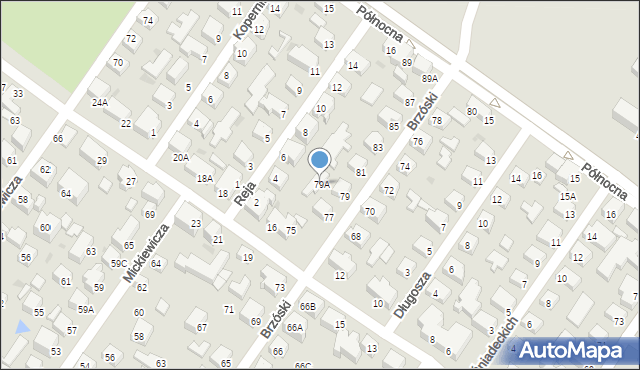 Siedlce, Brzóski Stanisława, ks., 79A, mapa Siedlce