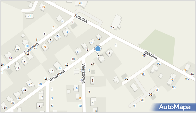 Siekierki Wielkie, Brzozowa, 5, mapa Siekierki Wielkie