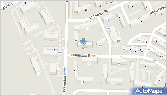 Sieradz, Braterstwa Broni, 12, mapa Sieradz