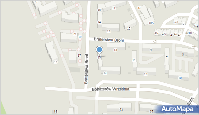 Sieradz, Braterstwa Broni, 15, mapa Sieradz