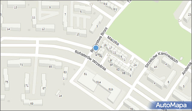 Sieradz, Braterstwa Broni, 4, mapa Sieradz