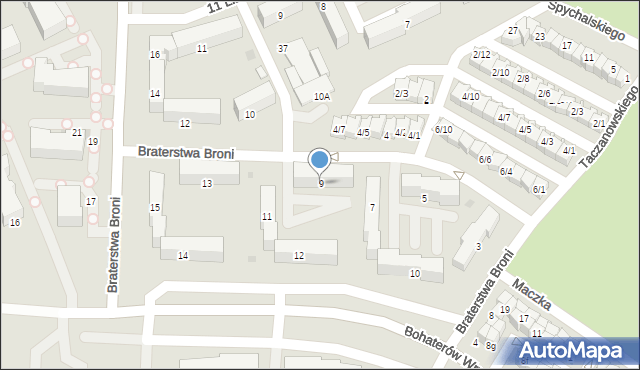 Sieradz, Braterstwa Broni, 9, mapa Sieradz