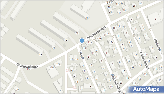 Sieradz, Broniewskiego Władysława, 13a, mapa Sieradz