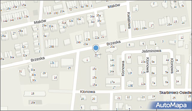 Skarbimierz-Osiedle, Brzeska, 23, mapa Skarbimierz-Osiedle