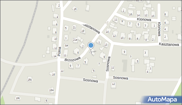 Skoki, Brzozowa, 3, mapa Skoki